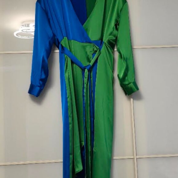 INC International Concepts Colorblocked Wrap Dress - Picture 3 of 4